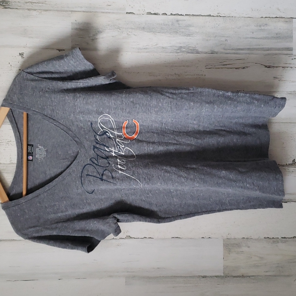 NFL Team apparel Chicago Bears slim fit gray logo tee shirt Size 2XL